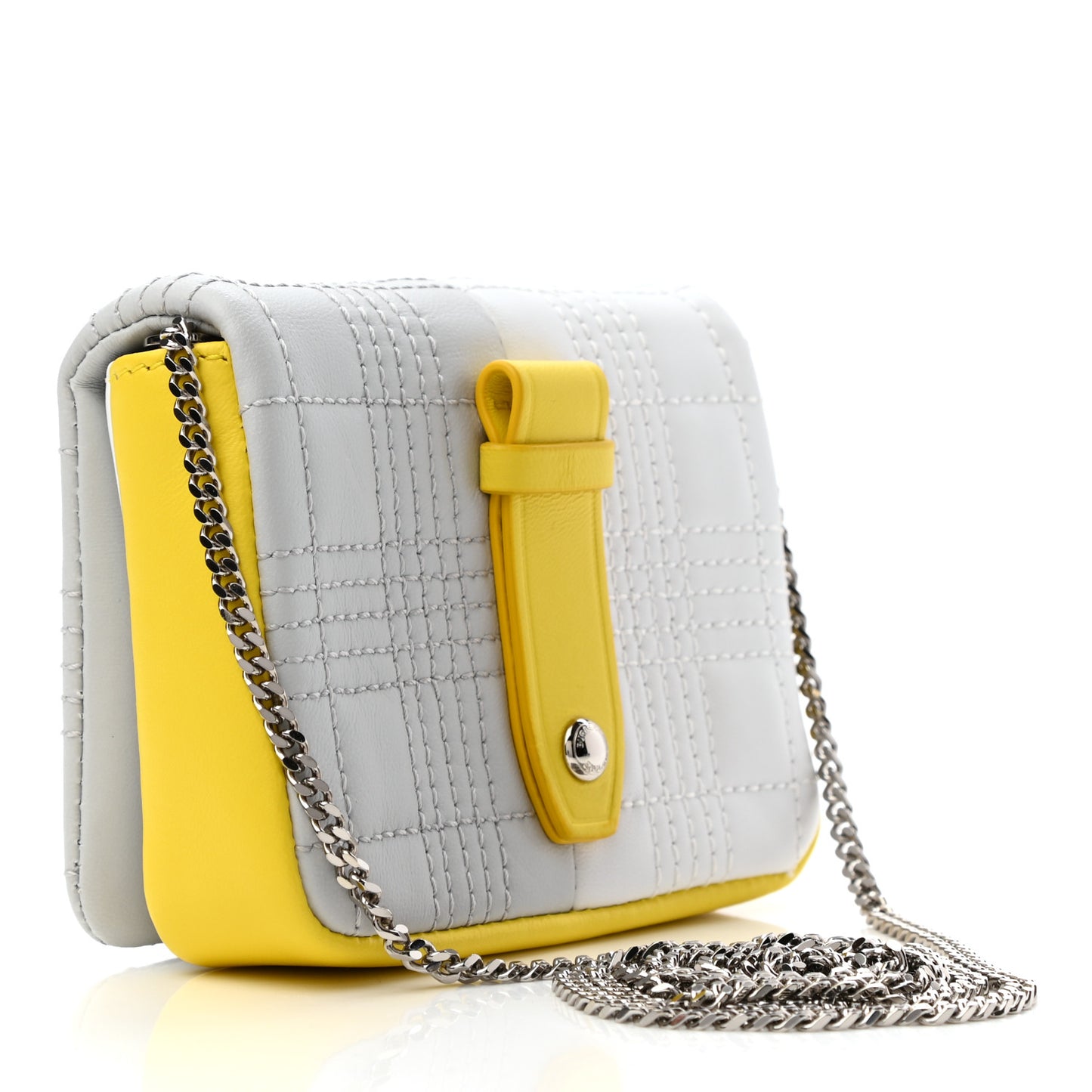 Lambskin Quilted Mini Lola Bag White Grey Yellow