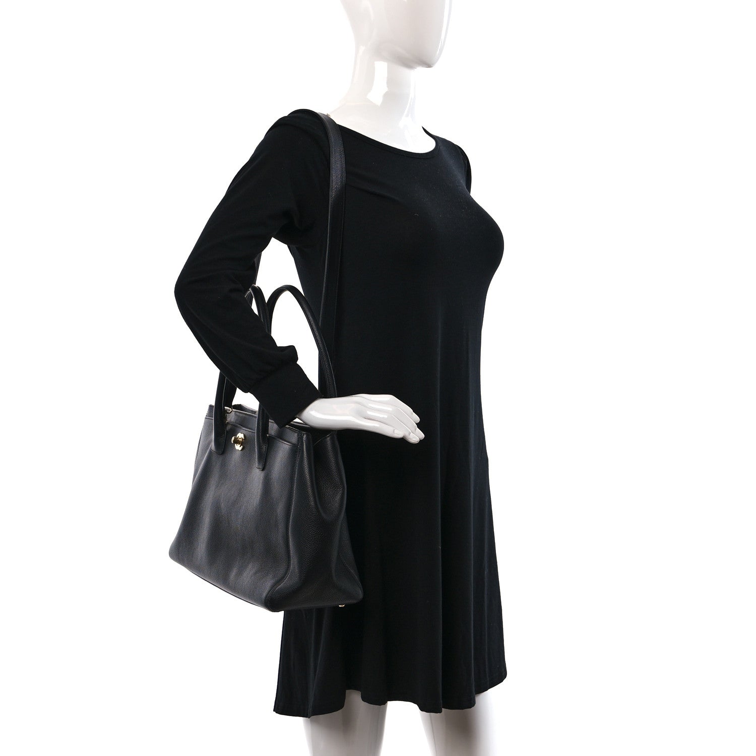 Chanel Calfskin Cerf Executive Shopper Tote Black 2 of 9