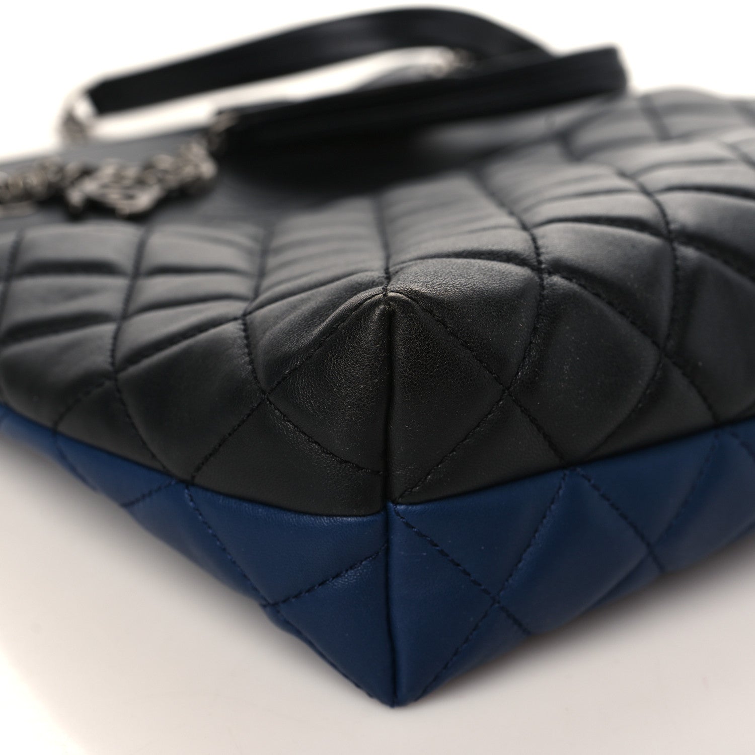 Chanel Lambskin Quilted Small Urban Delight Tote Black Blue 8 of 8