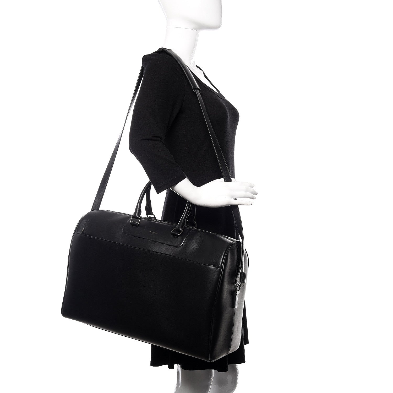 Saint Laurent Calfskin Classic Duffle 24 Black 2 of 9