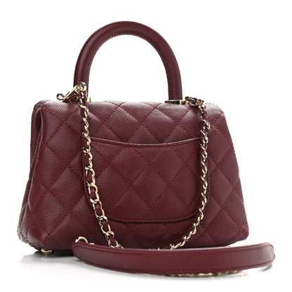 Chanel Caviar Quilted Extra Mini Coco Handle Flap Burgundy 3 of 11