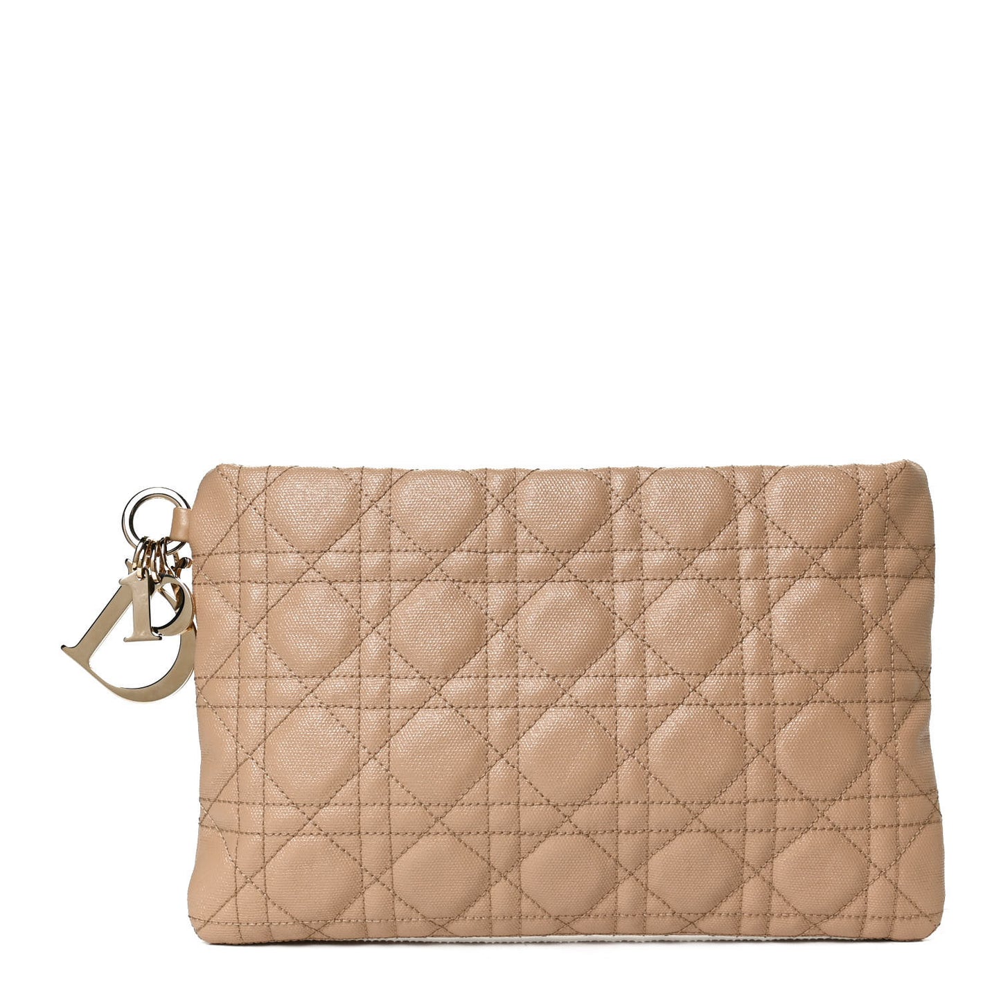 Coated Canvas Cannage Panarea Pouch Beige