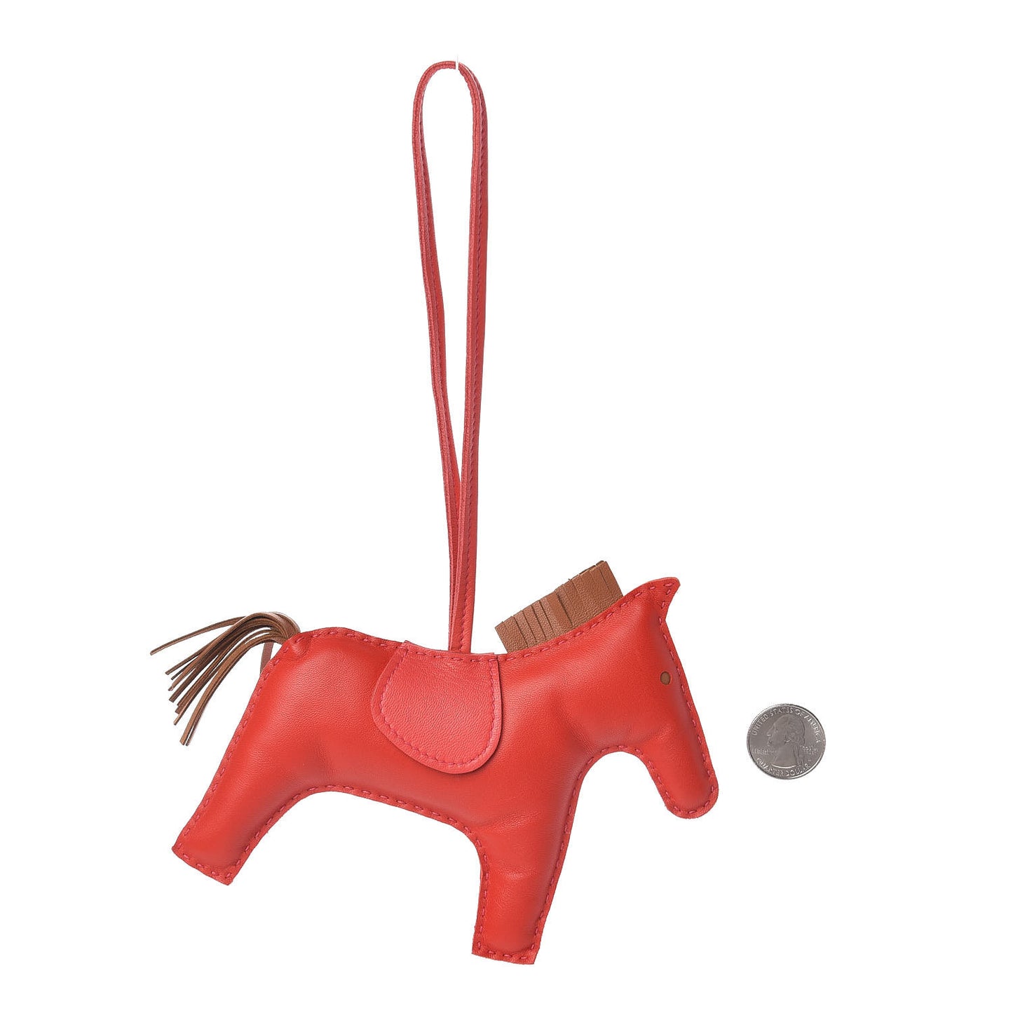 Milo Lambskin Grigri Rodeo Horse Bag Charm GM Rouge Indien Gold Bougainvillea