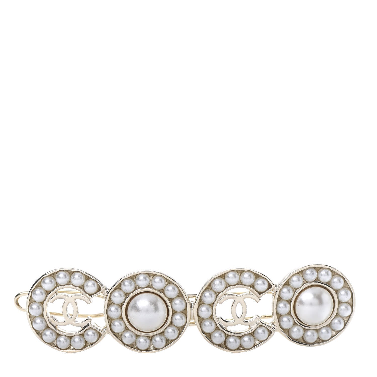 Chanel Pearl Coco Hair Clip Barrette Gold 1 of 4