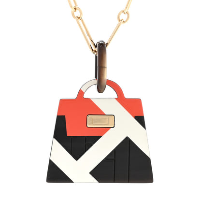 Hermes Amulette Laquee Kelly Pendant Necklace Gold Multicolor 4 of 7
