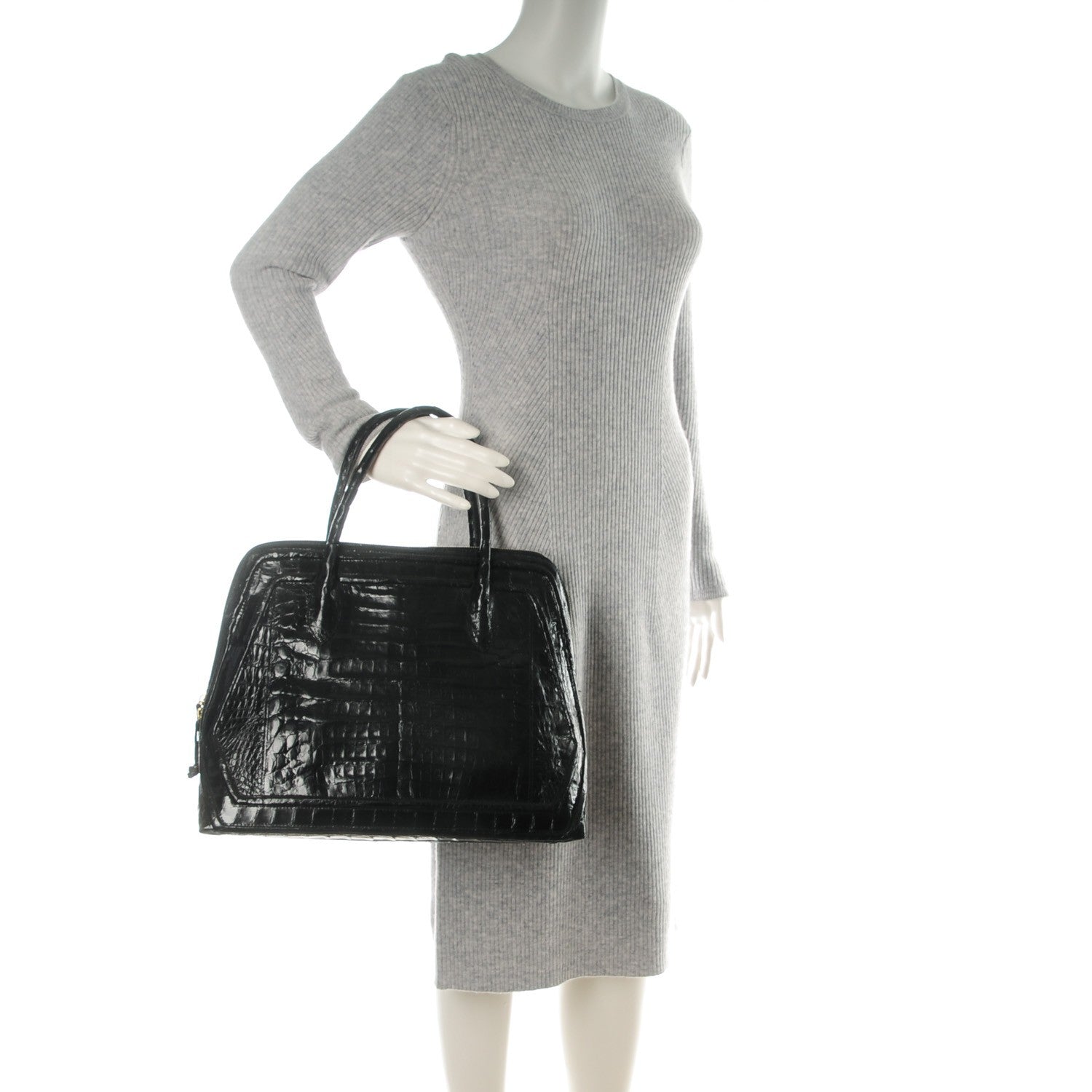 Nancy Gonzalez Crocodile Top Handle Tote Black 2 of 8