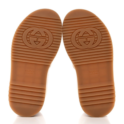 Gucci Monogram Jumbo GG Platform Slide Wedge Sandals 37.5 Beige Lapis 5 of 9