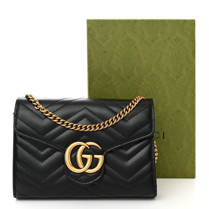 Gucci Calfskin Matelasse GG Marmont Chain Wallet Black 11 of 11