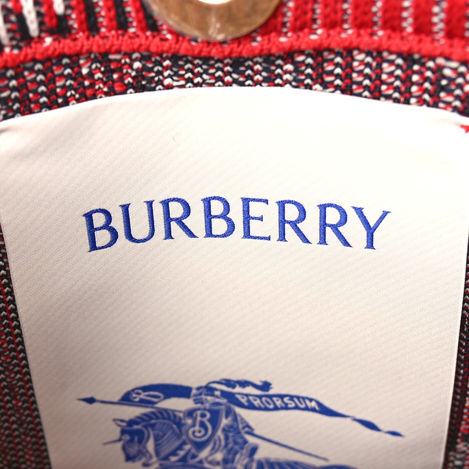 Burberry Knitted Check Mini Tote Scarlet 7 of 10