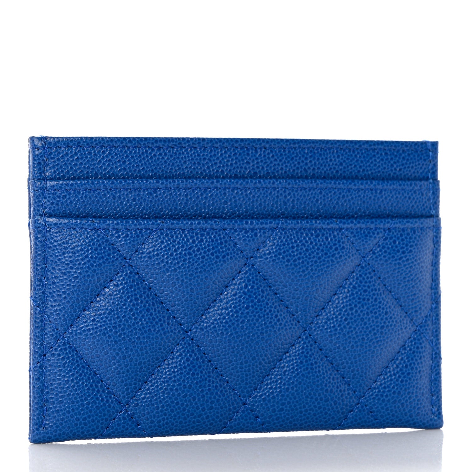 Chanel Caviar Quilted Studded CC Card Holder Blue 3 of 9