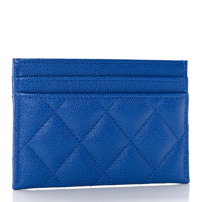 Chanel Caviar Quilted Studded CC Card Holder Blue 3 of 9