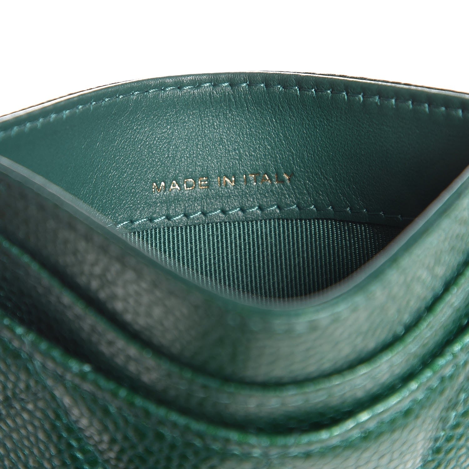 Chanel Metallic Caviar Quilted Card Holder Green 7 of 9