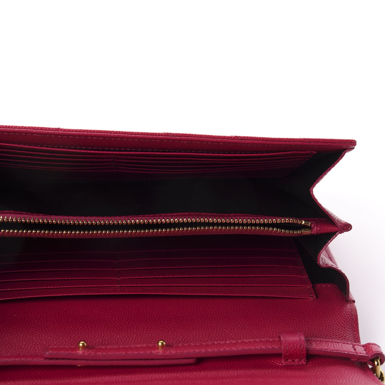 Saint Laurent Grain De Poudre Matelasse Chevron Monogram Chain Wallet Bubblegum 4 of 10