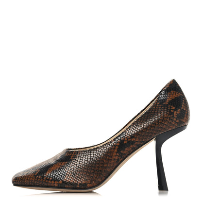 Jimmy Choo Calfskin Snakeskin Embossed Marcela 85 Pumps 37.5 Cuoio 1 of 8