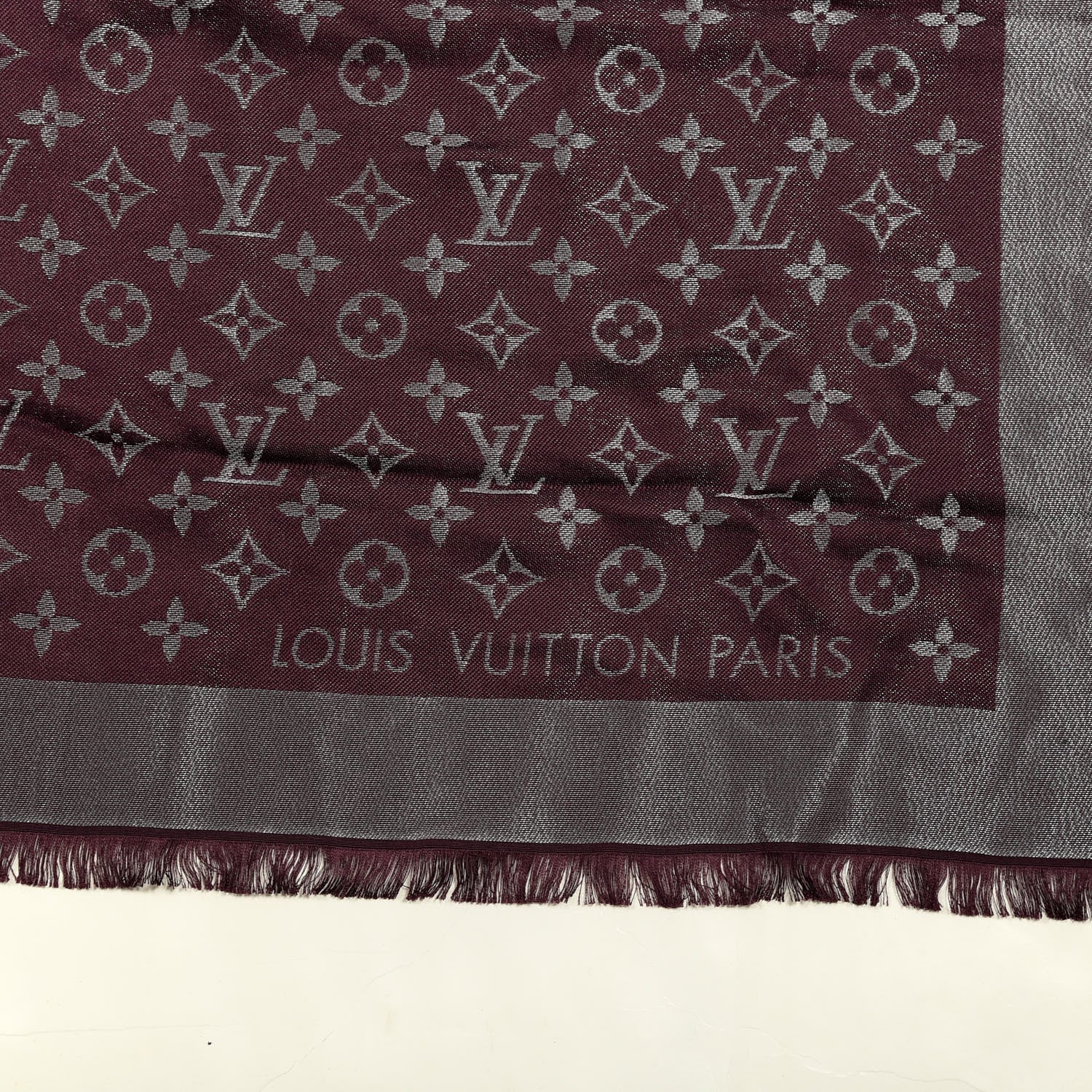 Louis Vuitton Silk Lurex Wool Monogram Shine Shawl Amarante 2 of 3