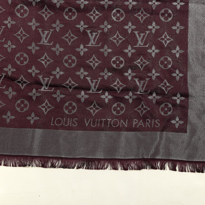 Louis Vuitton Silk Lurex Wool Monogram Shine Shawl Amarante 2 of 3