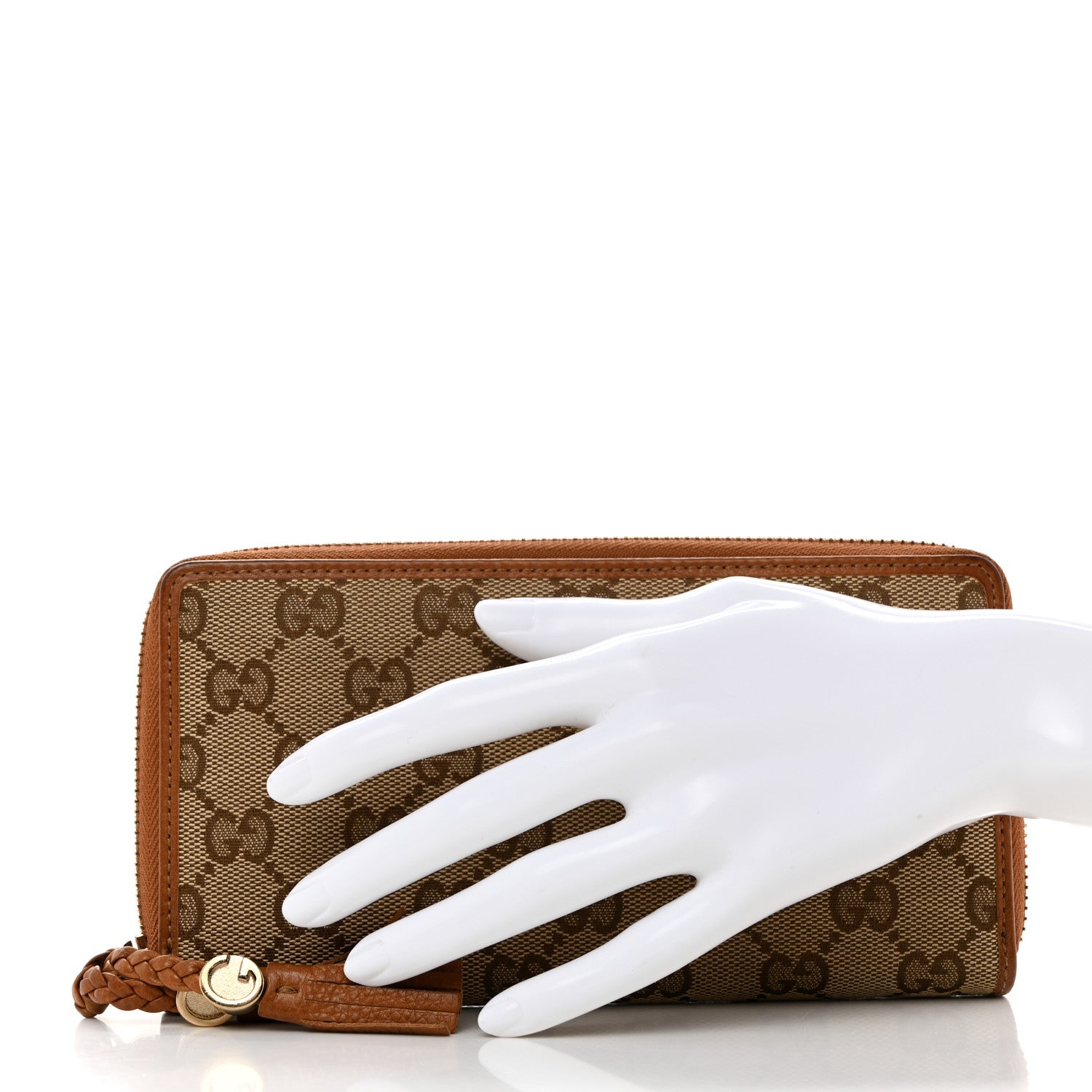 Gucci GG Monogram GG Zip Around Wallet Beige Ebony Tabacco 2 of 7