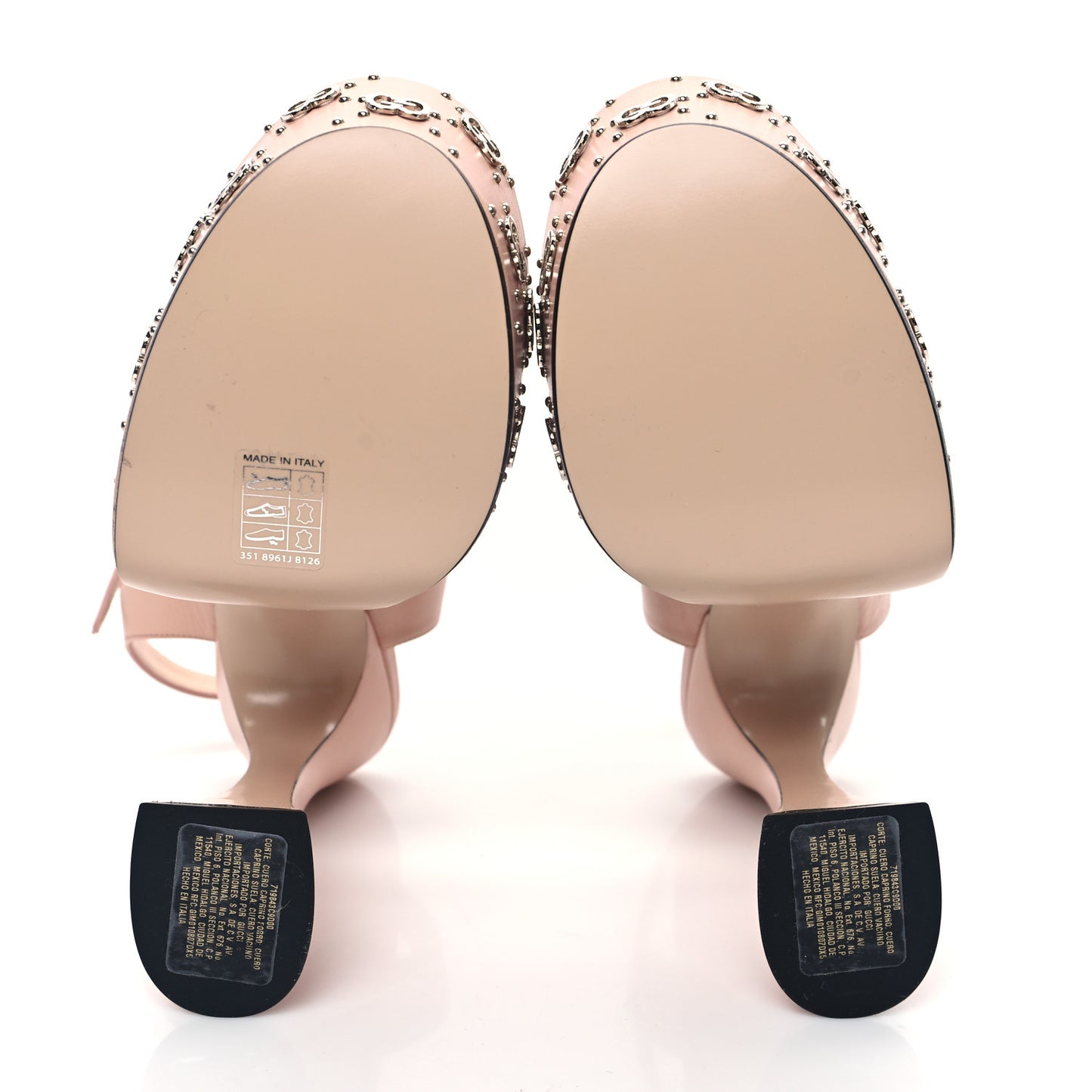 Malaga Kid Interlocking G Studs 155mm Platform Sandals 38.5 Perfect Pink