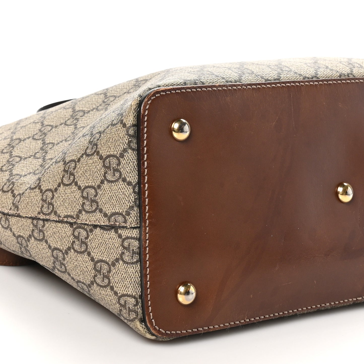 GG Supreme Monogram Linea A Foldover Tote Brown