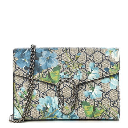 Gucci GG Supreme Monogram Blooms Mini Dionysus Chain Wallet Beige Blue Navy Vintage Blue 1 of 15