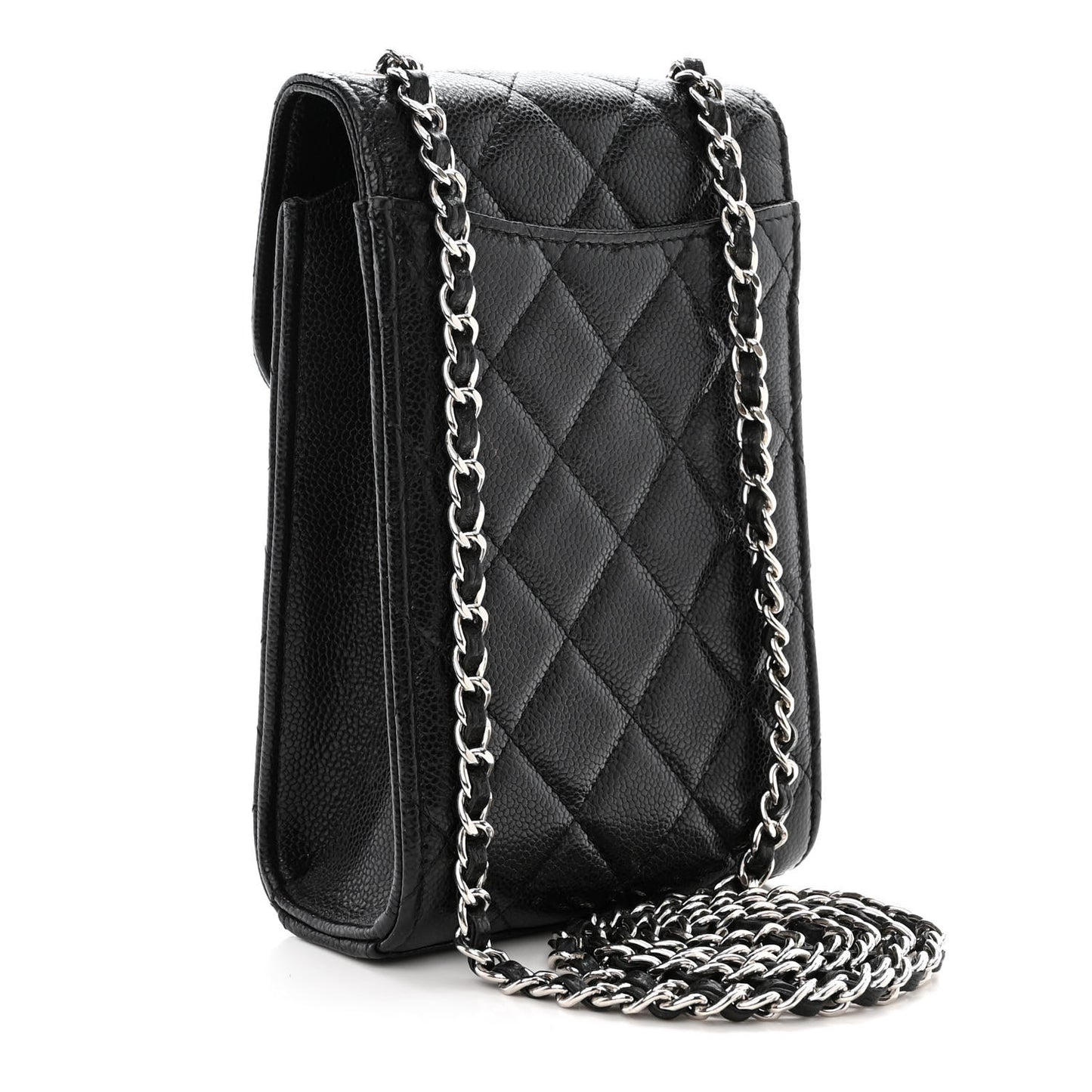Caviar Quilted Classic Phone Holder Black