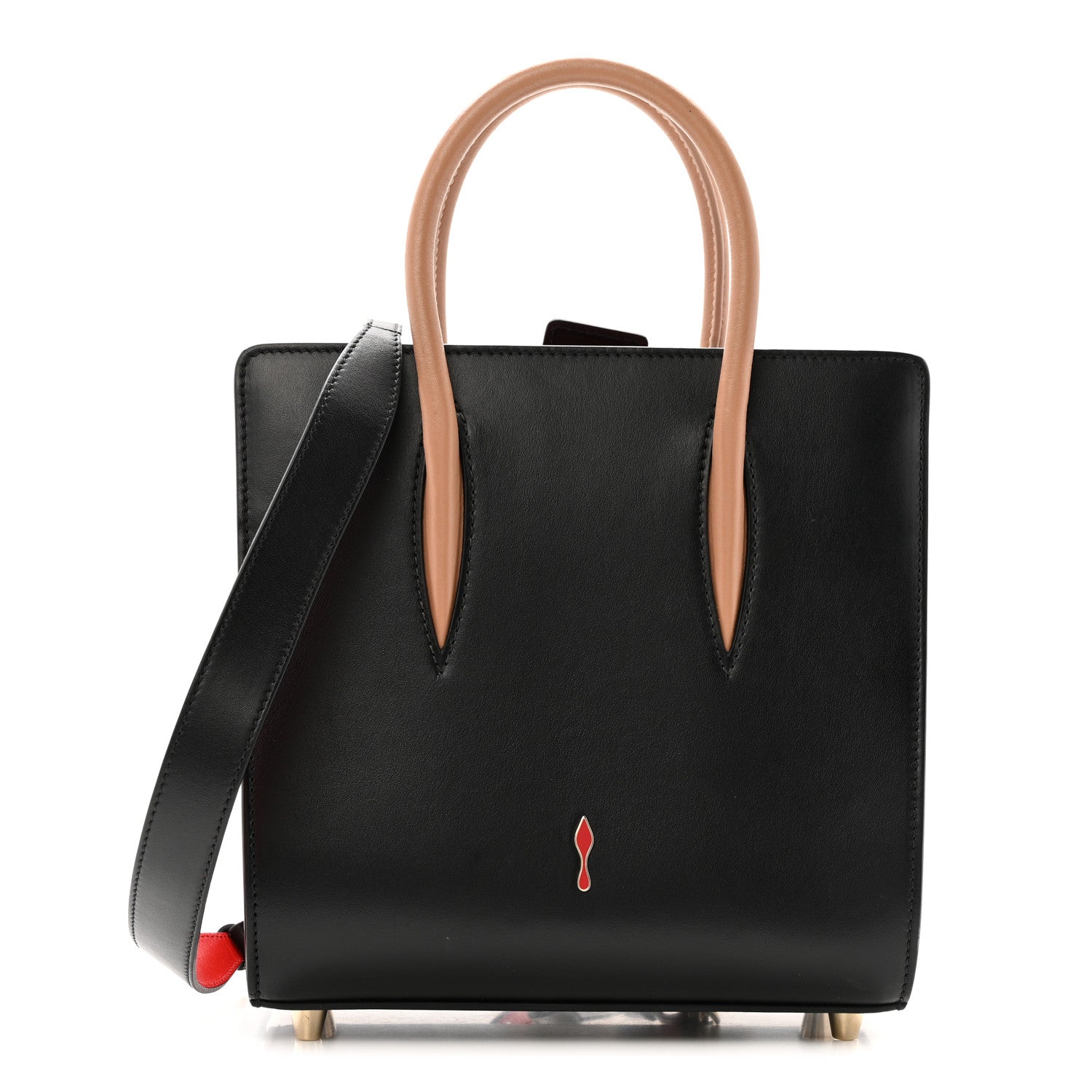 Christian Louboutin Calfskin Patent Leopard Studded Small Paloma Black 1 of 12