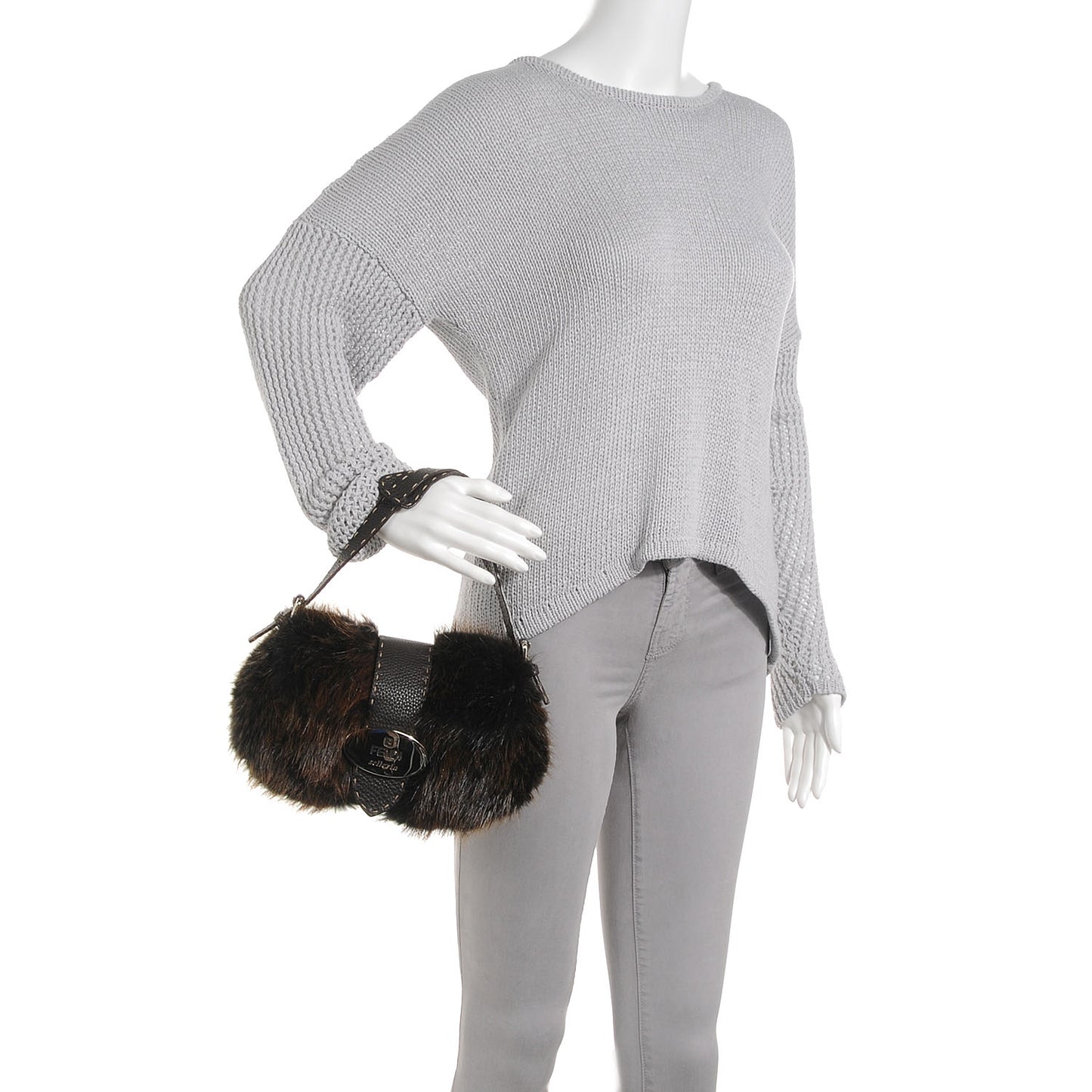 Mink Fur Calfskin Romano Selleria Brown