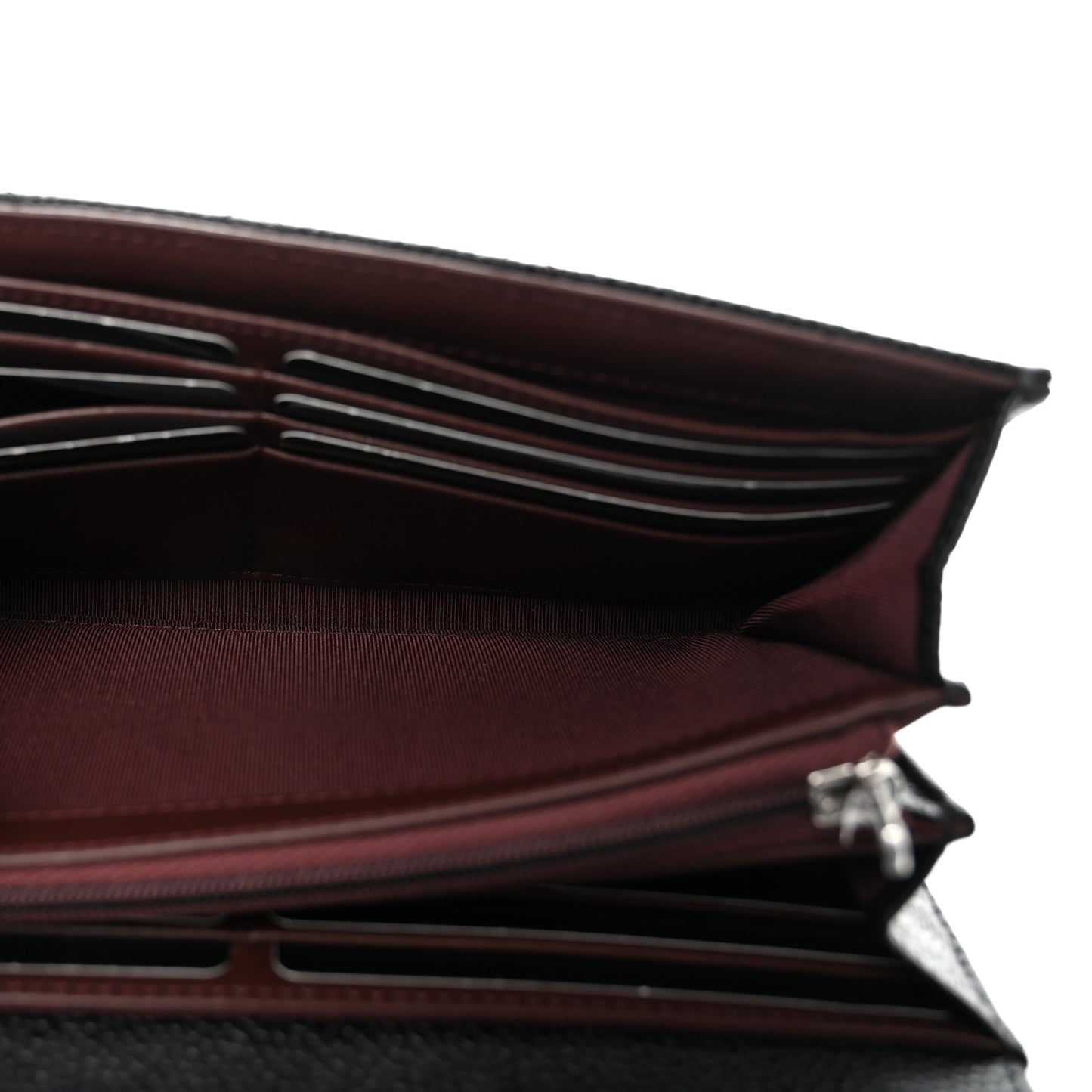 Caviar Quilted Large Gusset Flap Wallet Black