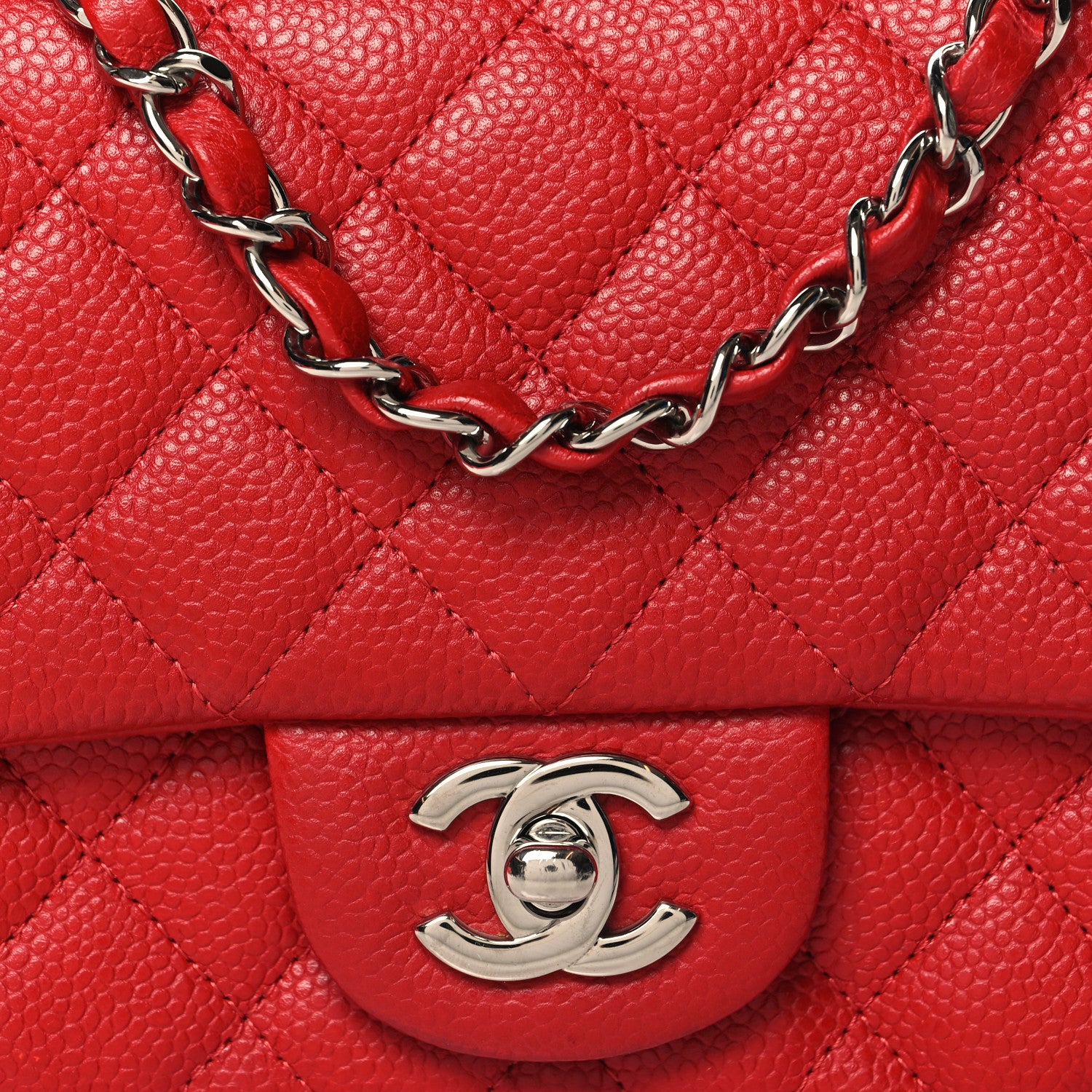 Chanel Caviar Quilted Mini Square Flap Red 8 of 11