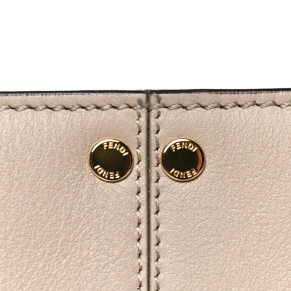 Fendi Vitello Seta Glazed Fabric FF 1974 Medium Peekaboo X-Lite Nuvola Mogano Panna 17 of 19