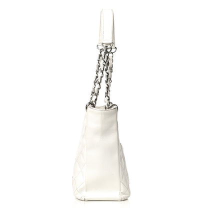 Chanel Caviar Quilted Petit Shopping Tote PST White 14 of 38