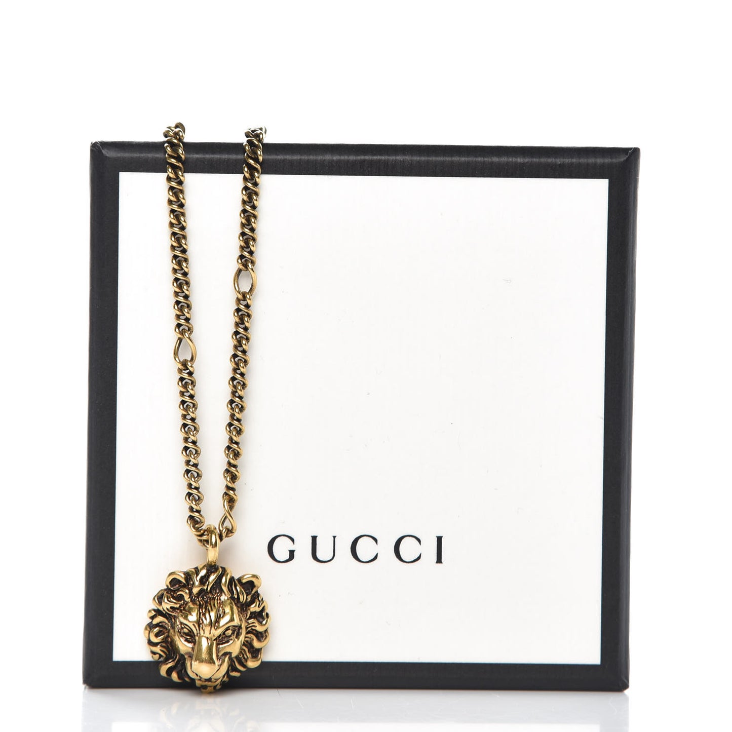 Metal Lion Head Necklace Gold