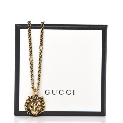 Gucci Metal Lion Head Necklace Gold 7 of 7