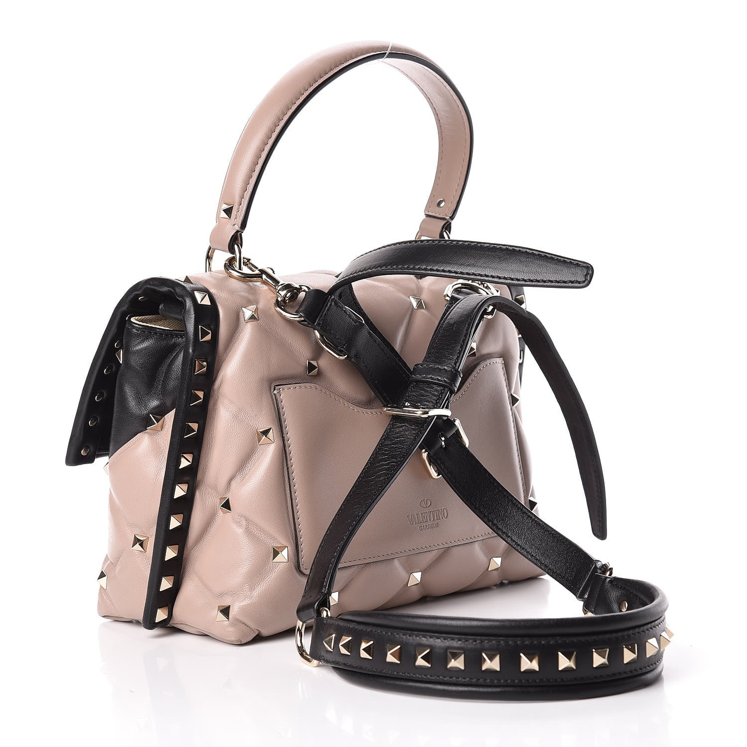 Valentino Garavani Nappa Medium Candystud Top Handle Bag Black Poudre 3 of 16