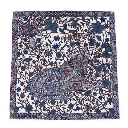 Hermes Cashmere Silk Le Jaguar Et Le Colibri Shawl 140 Gris Chine Bleu Acajou 1 of 12