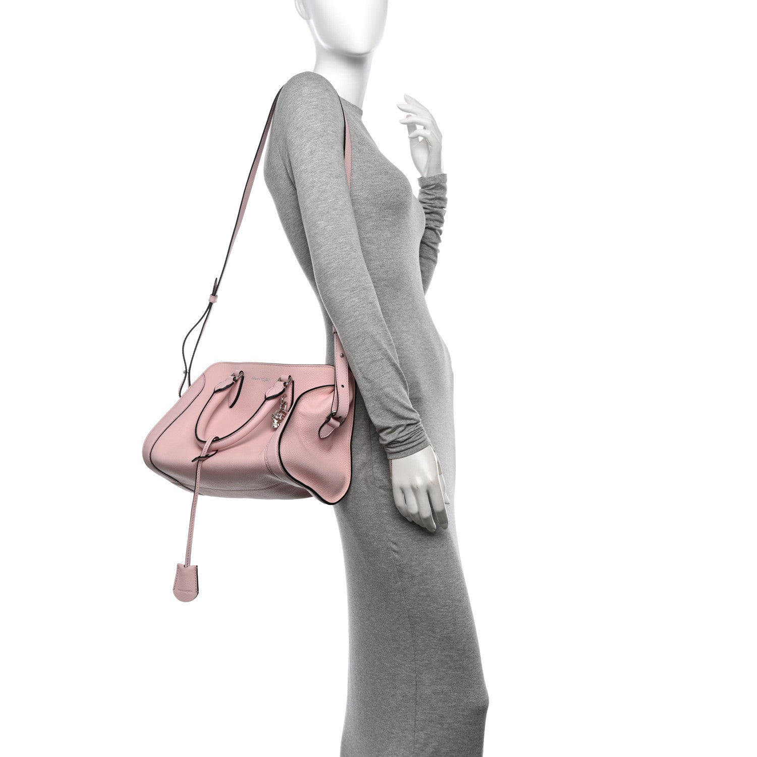 Alexander McQueen Calfskin Small Skull Padlock Zip Around Tote Baby Pink 2 of 14