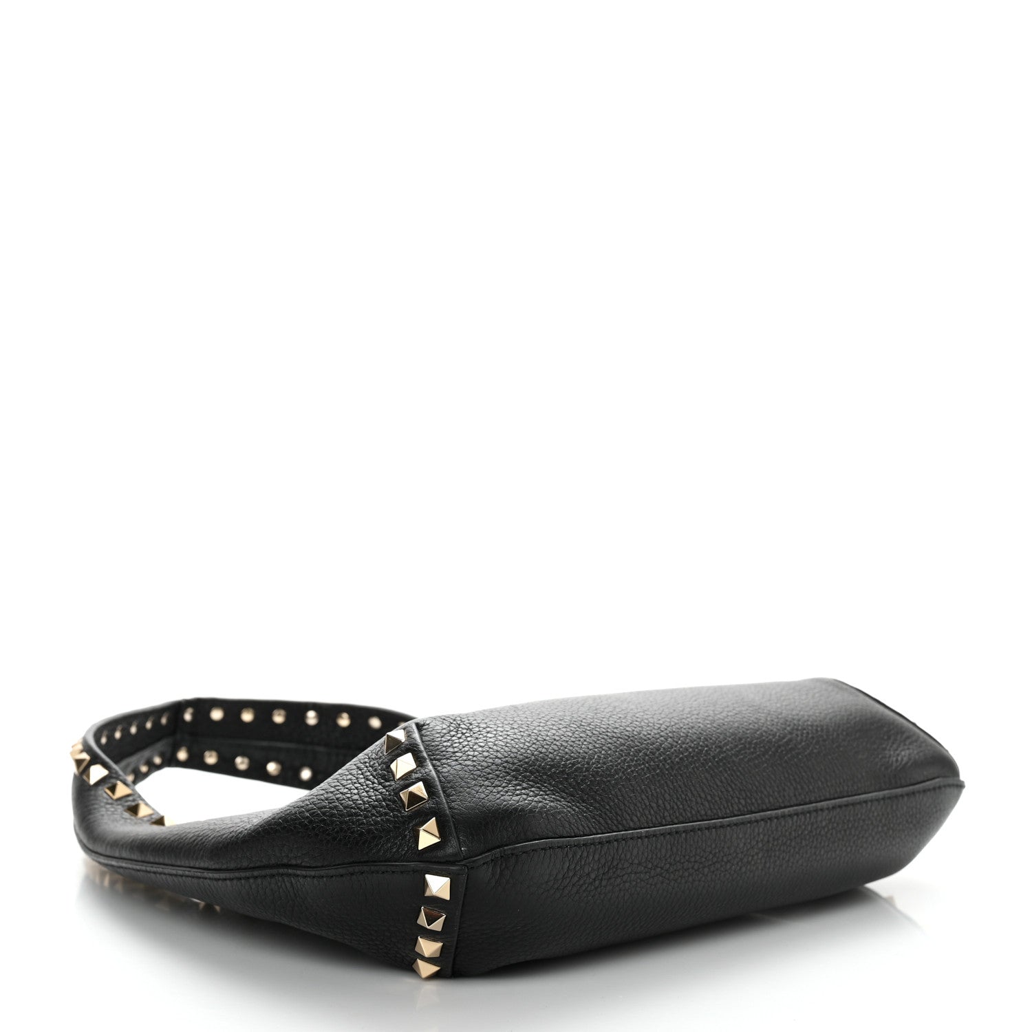 Valentino Garavani Pebbled Calfskin Small Rockstud Flip Lock Hobo Black 4 of 9