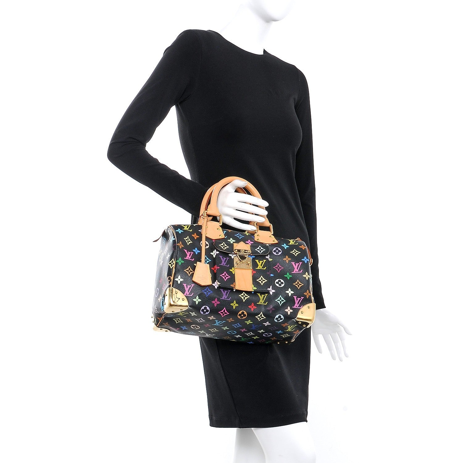 Louis Vuitton Monogram Multicolor Speedy 30 Black 2 of 8