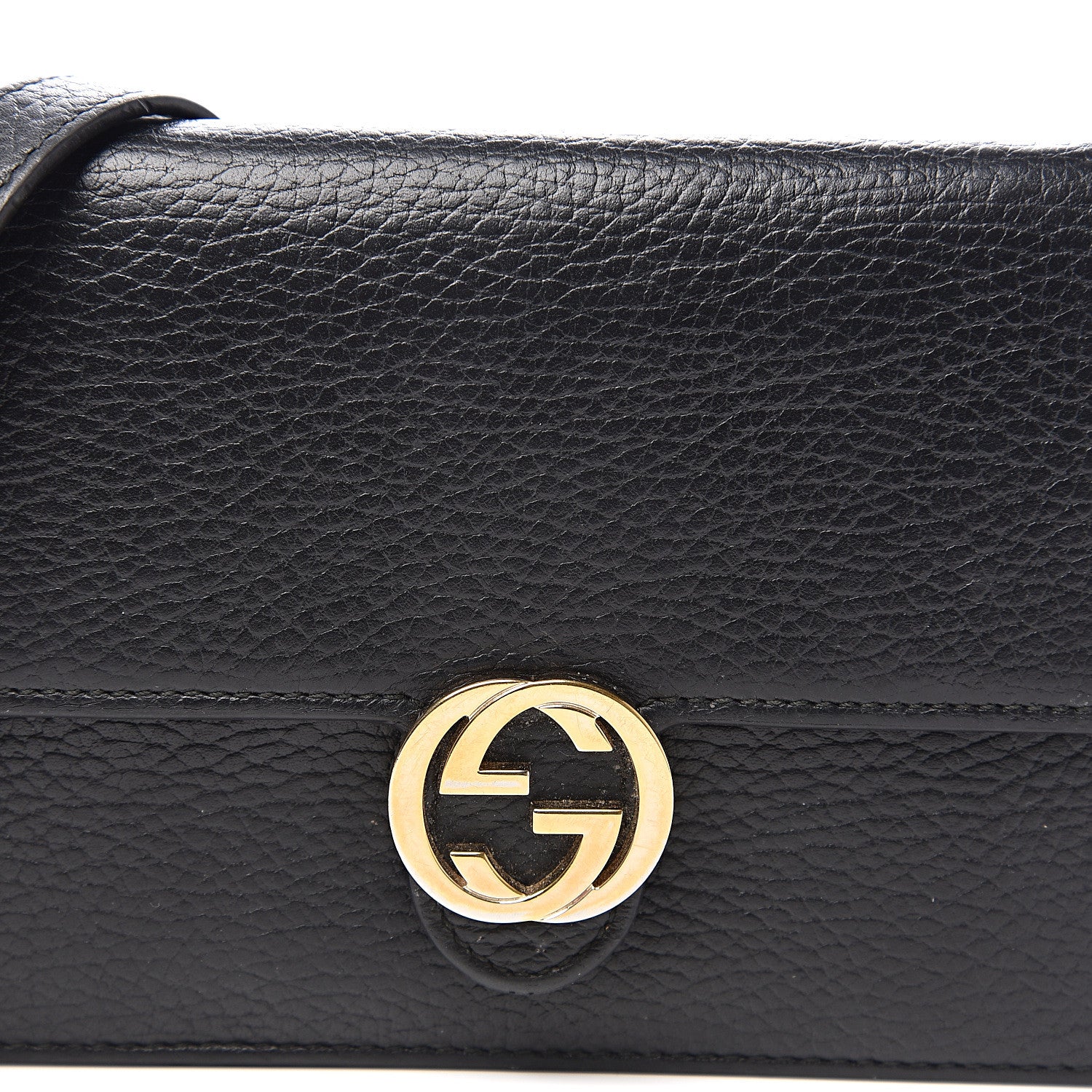 Gucci Dollar Calfskin Interlocking G Chain Wallet Black 7 of 7