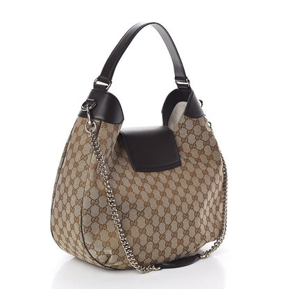 Gucci Monogram Margaux Calfskin Medium Emily Hobo Beige Ebony Cocoa 3 of 9