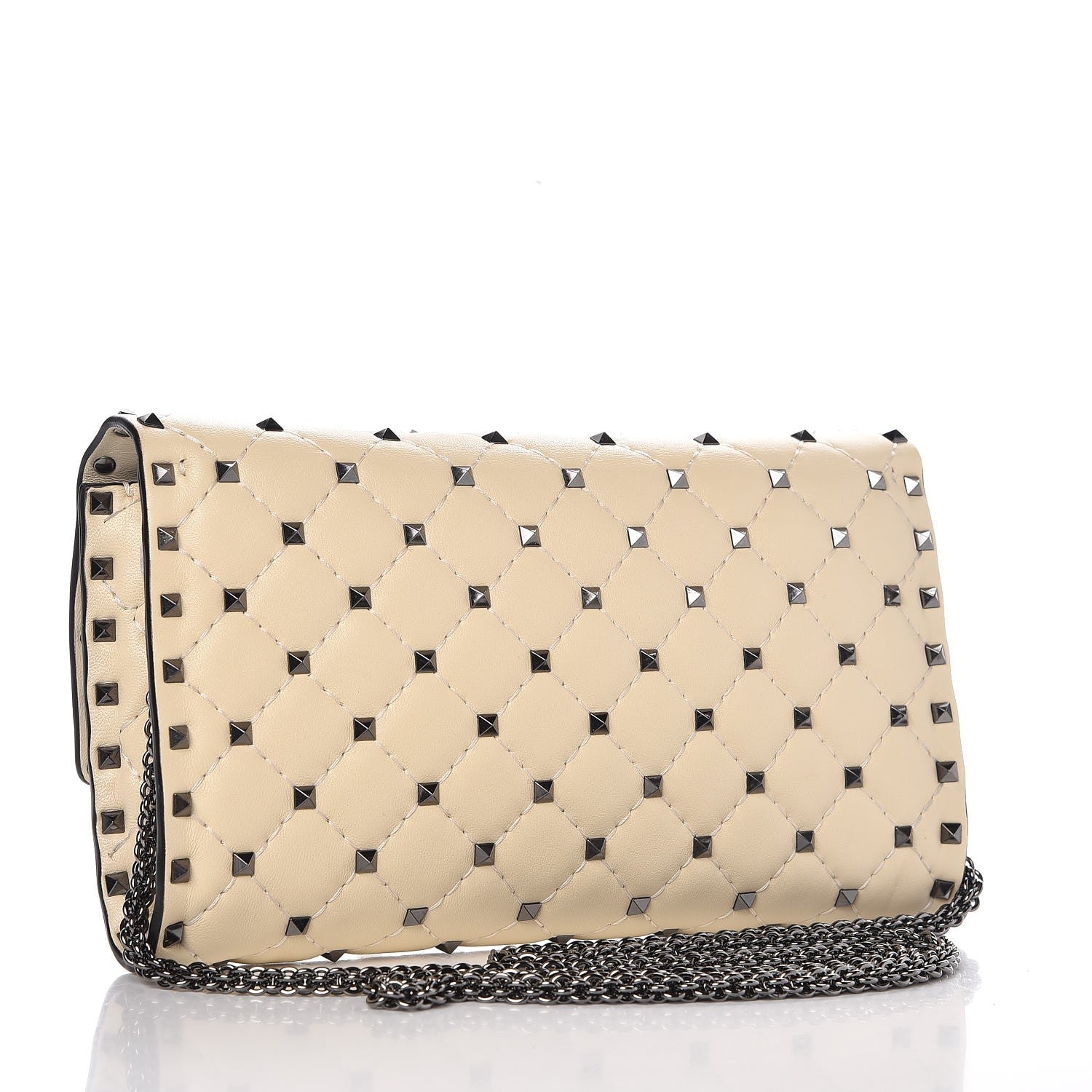 Valentino Garavani Lambskin Rockstud Spike Wallet on Chain White 3 of 6