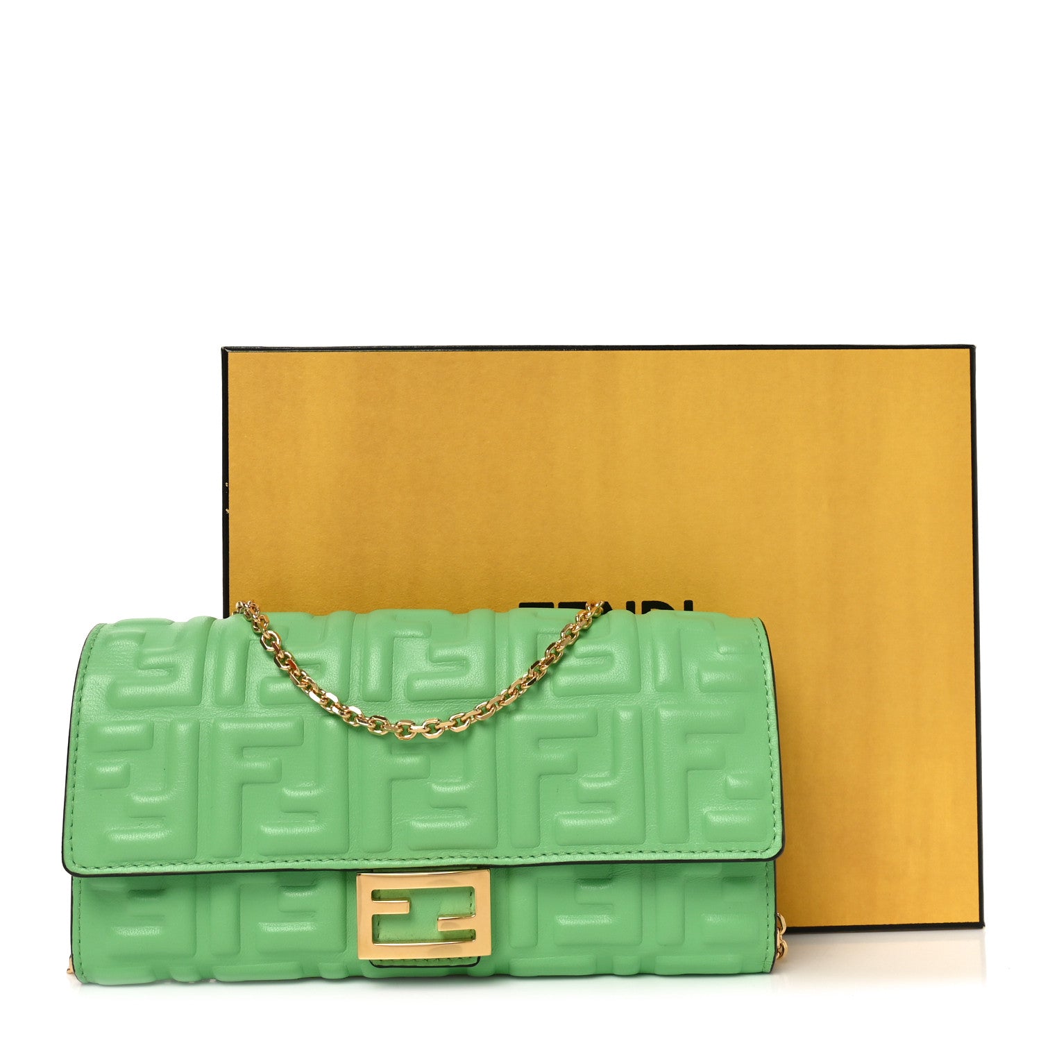 Fendi Nappa Matisse FF Embossed Continental Wallet On Chain Edamame 11 of 11