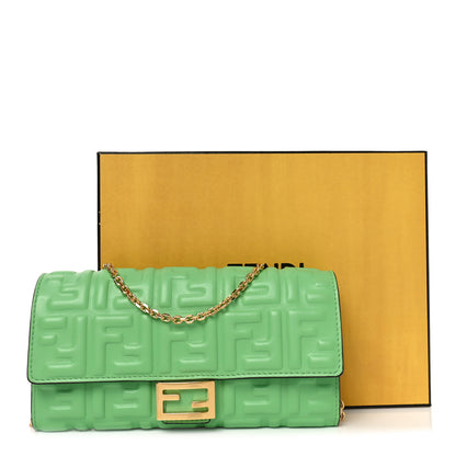 Fendi Nappa Matisse FF Embossed Continental Wallet On Chain Edamame 11 of 11