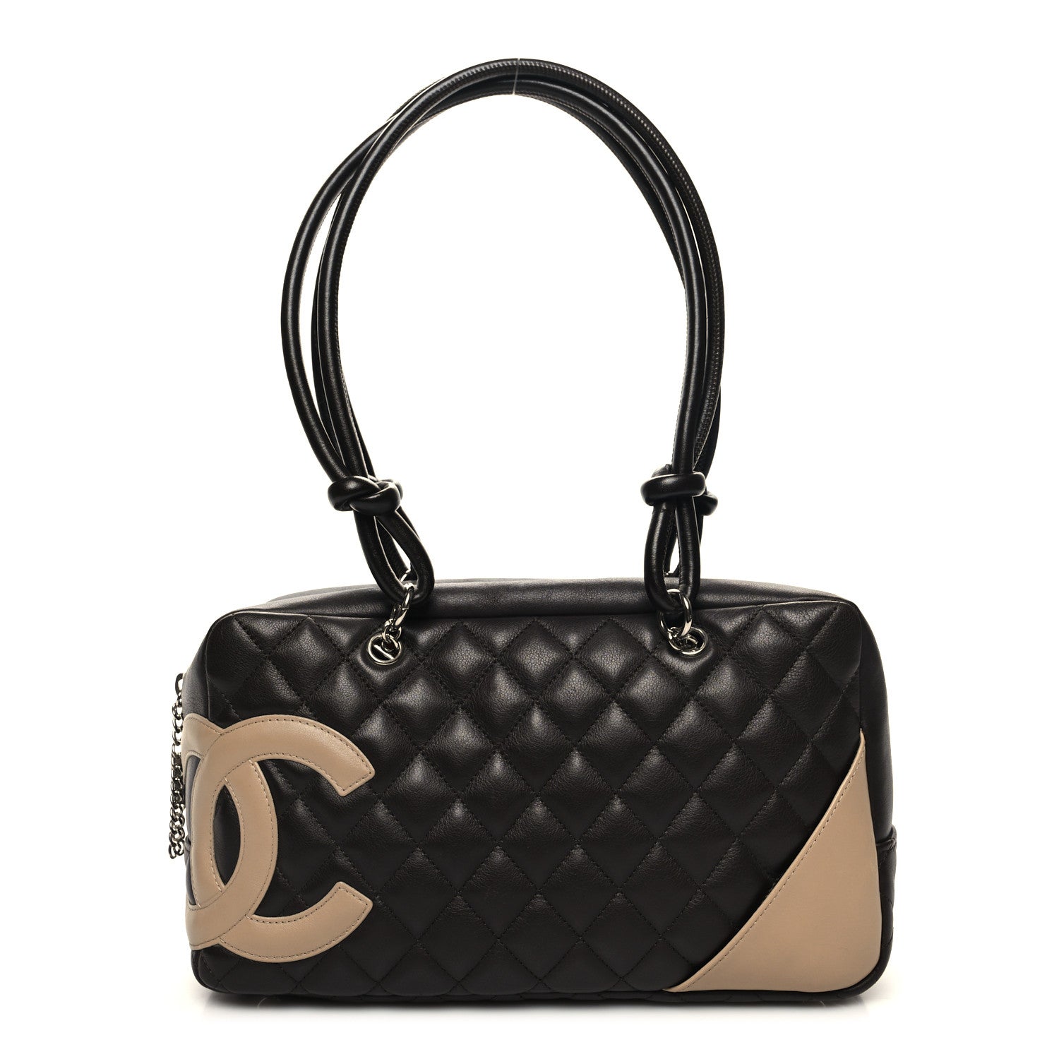 Chanel Calfskin Quilted Cambon Large Bowler Brown Beige 1 of 13
