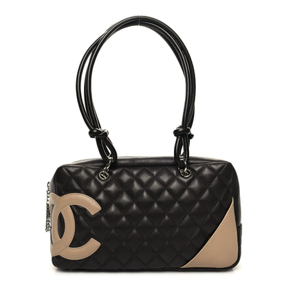 Chanel Calfskin Quilted Cambon Large Bowler Brown Beige 1 of 13
