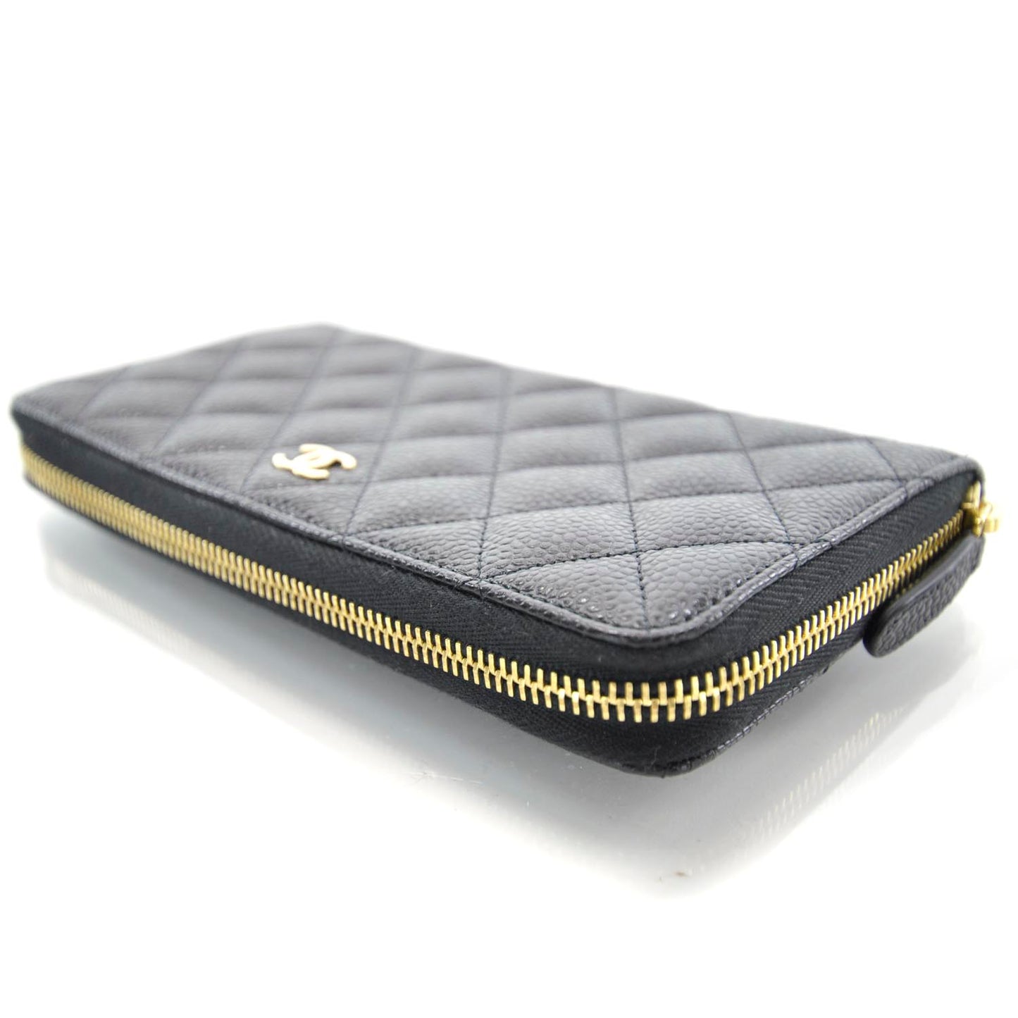 Caviar Large Gusset Zip Around Wallet Black
