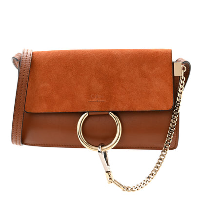 Chloe Suede Calfskin Small Faye Shoulder Bag Tobacco 1 of 10