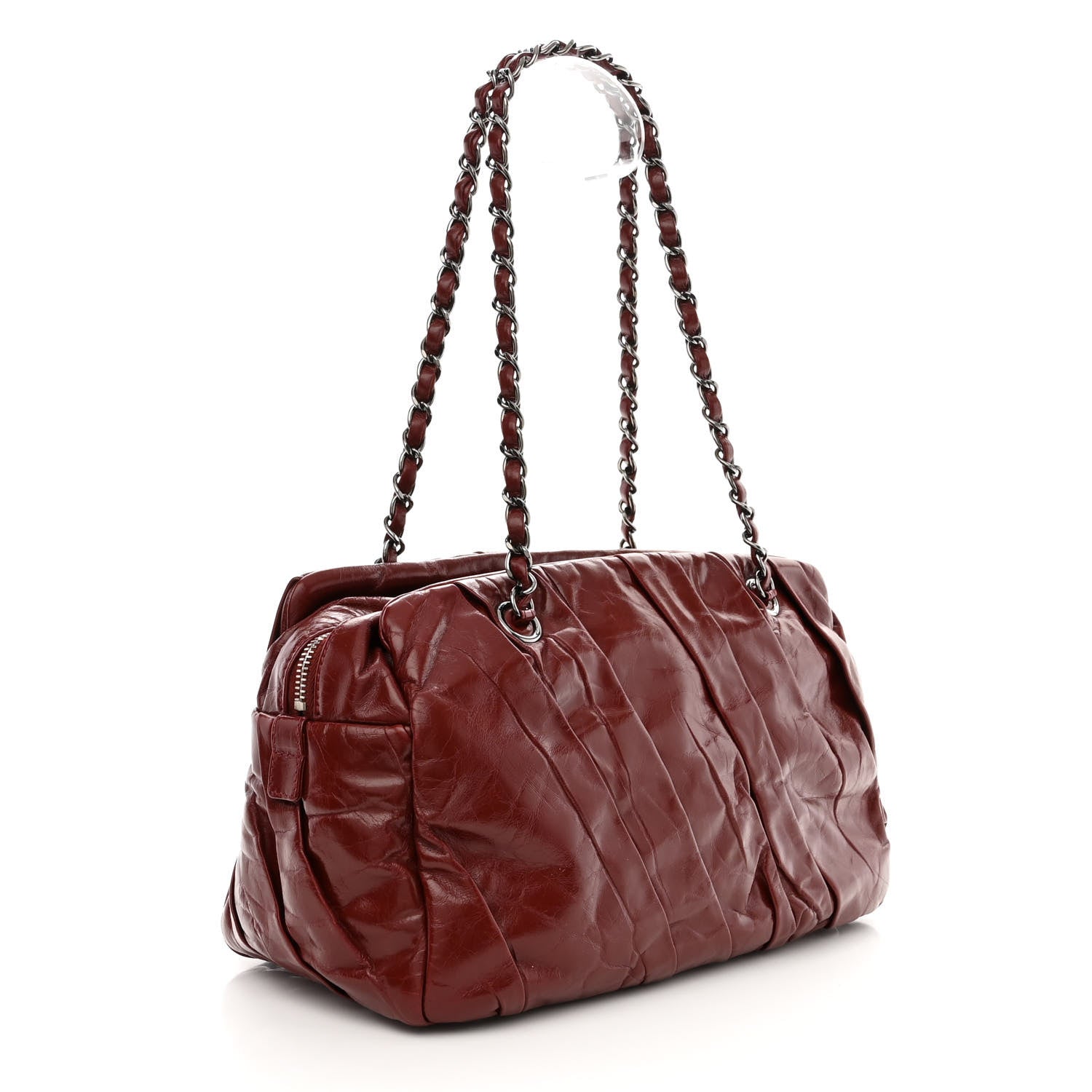 Chanel Glazed Calfskin Twisted Bowling Bag Red 3 of 12