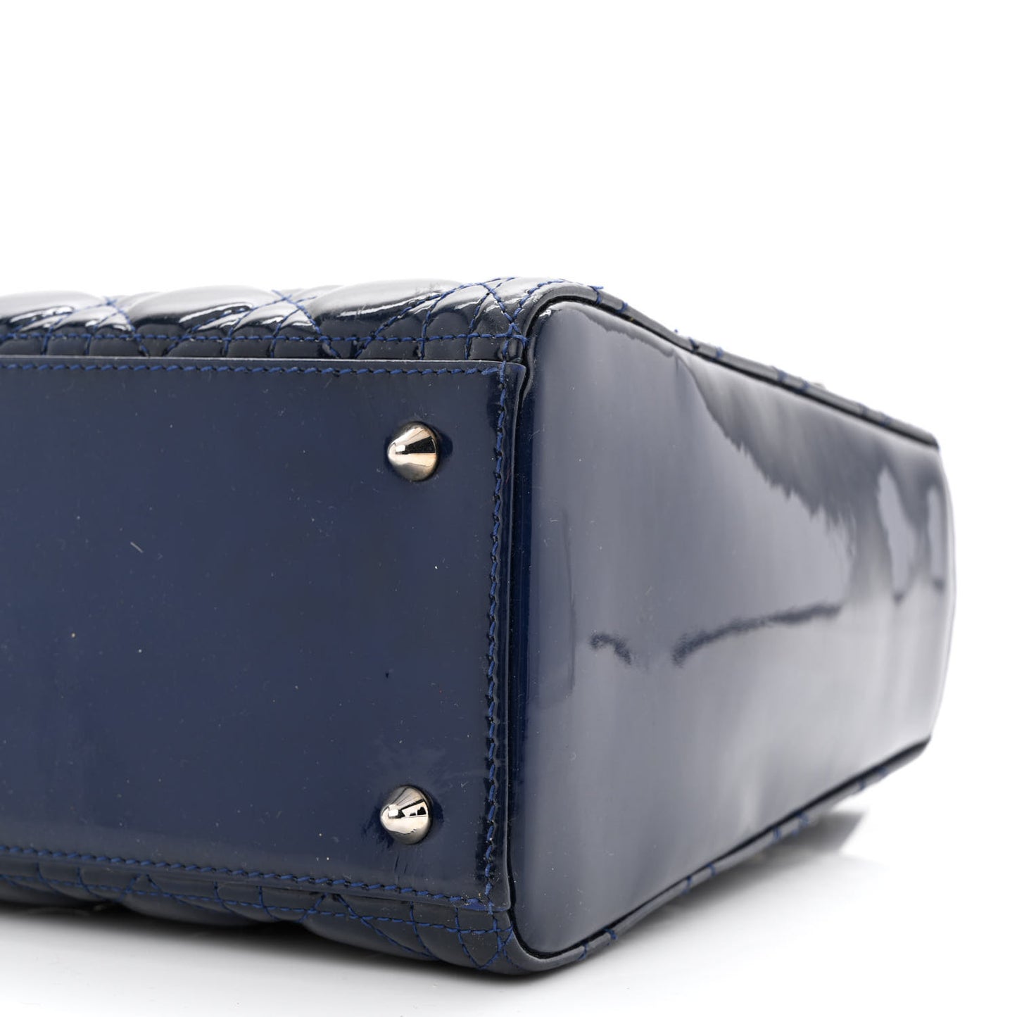 Patent Cannage Medium Lady Dior Navy Blue