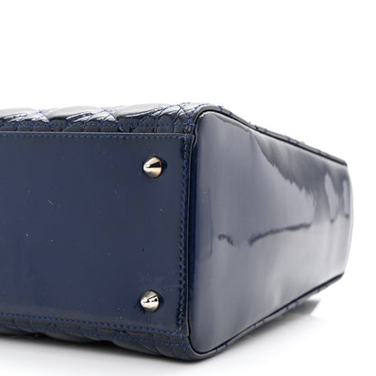 Christian Dior Patent Cannage Medium Lady Dior Navy Blue 10 of 14